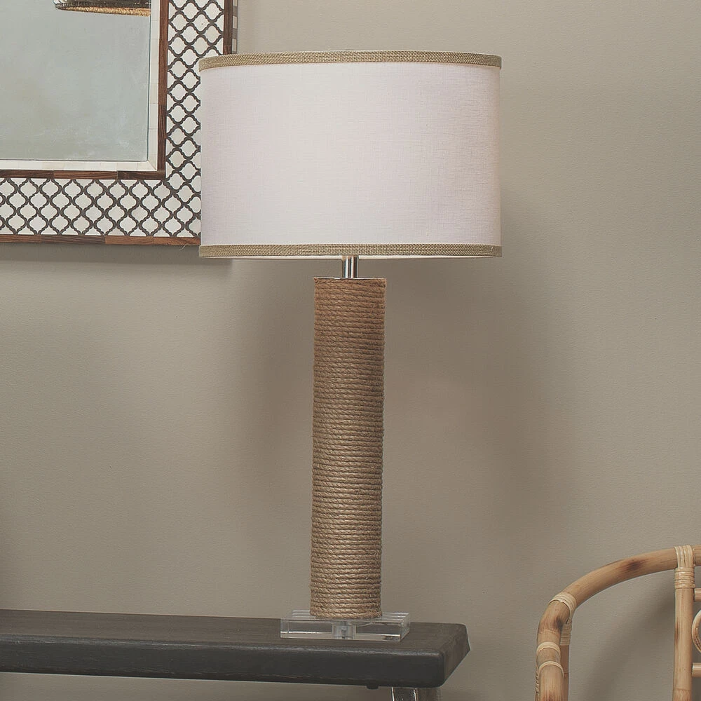 Cylinder Rope 28 Inch 150.00 Watt Jute Table Lamp Portable Light - Image 4
