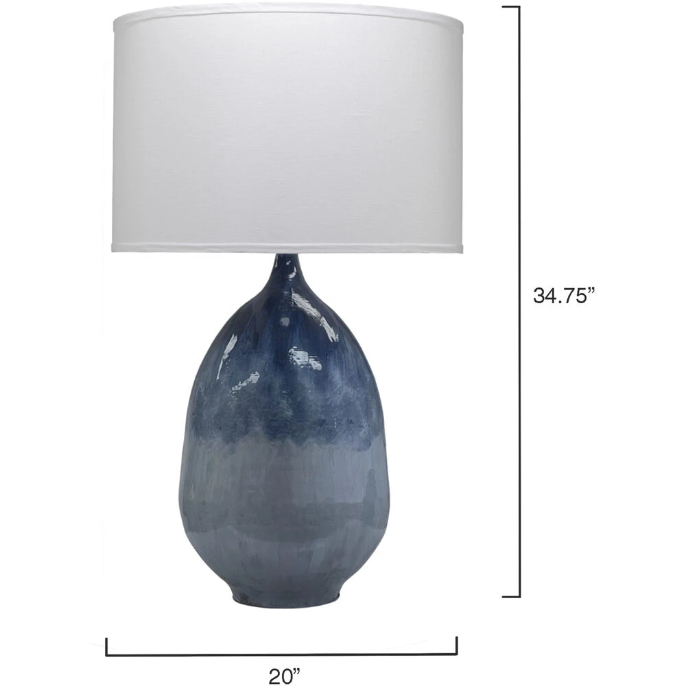 Twilight 35 Inch 150.00 Watt Blue Ombre Enameled Metal Table Lamp Portable Light - Image 2