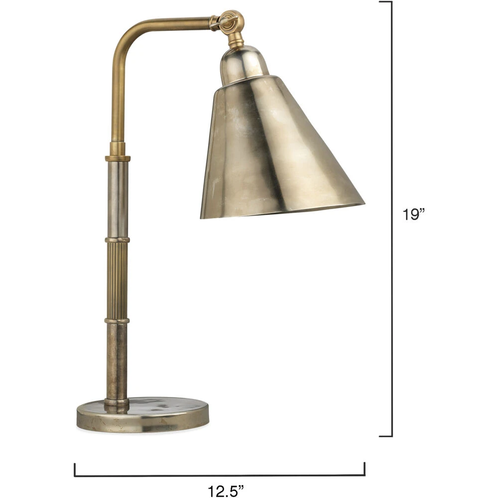 Vilhelm 19 Inch 60.00 Watt Antique Silver And Antique Brass Task Lamp Portable Light - Image 3
