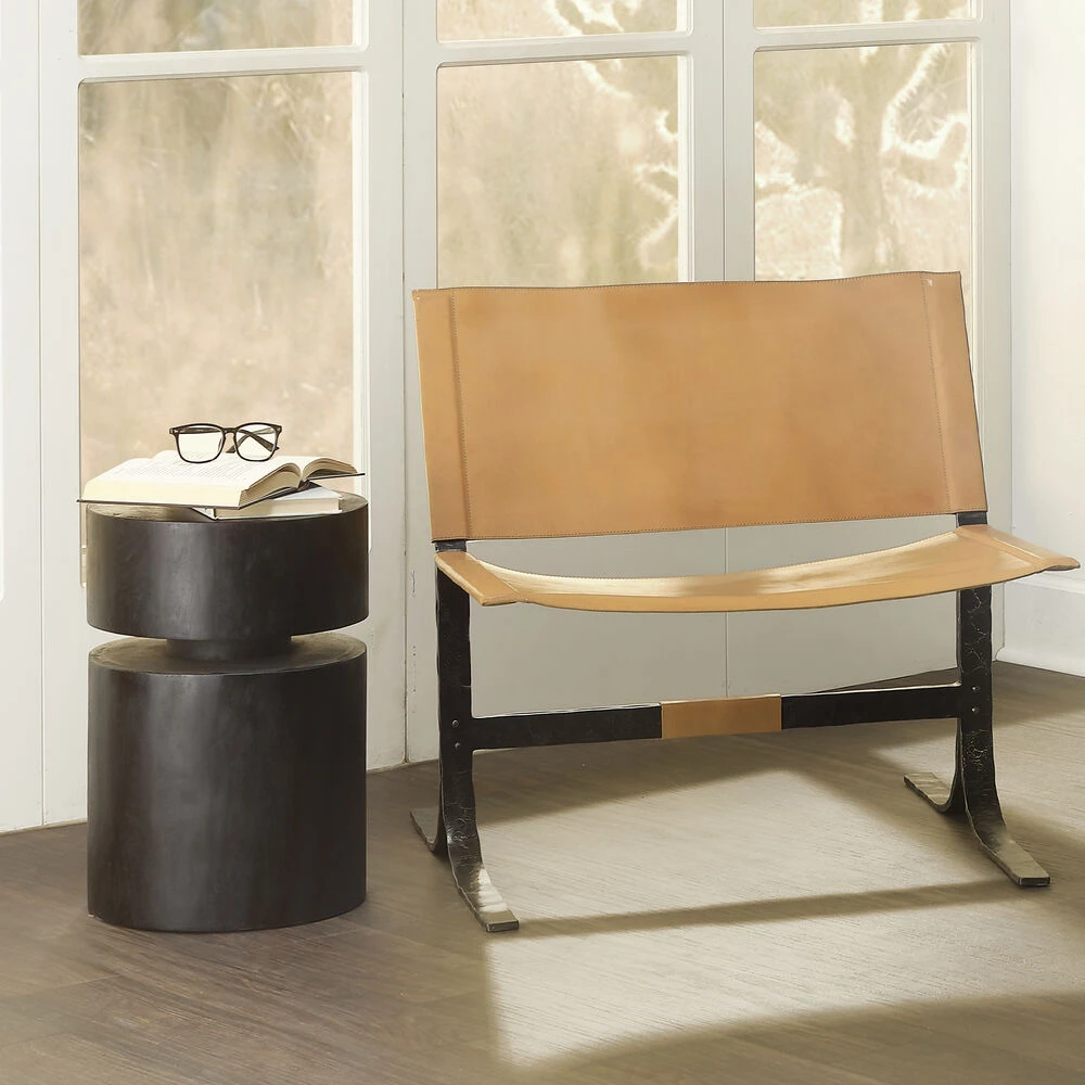 Alessa Cashew Leather And Black Sling Chair - Image 2