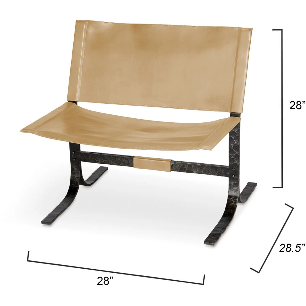 Alessa Cashew Leather And Black Sling Chair - Image 3