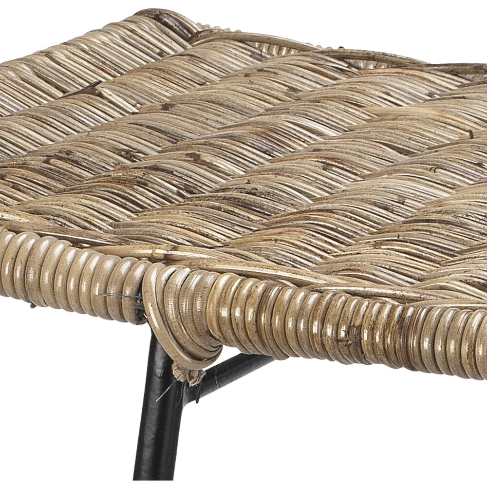 Wing 24 Inch Natural Rattan & Black Steel Counter Stool - Image 2