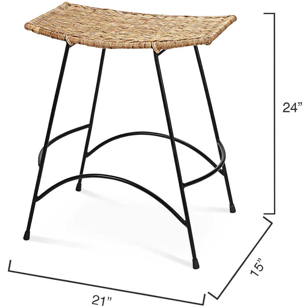 Wing 24 Inch Natural Rattan & Black Steel Counter Stool - Image 4