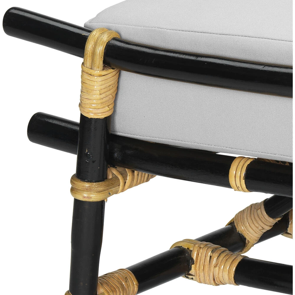 Xanadu 18 Inch Black & Cream W/ Off White Cushions Ottoman - Image 3