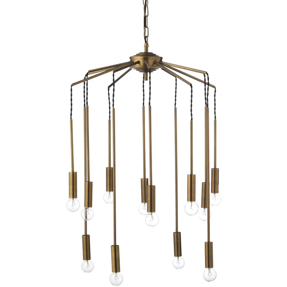 Cascade 12 Light 26 Inch Antique Brass Pendant Ceiling Light