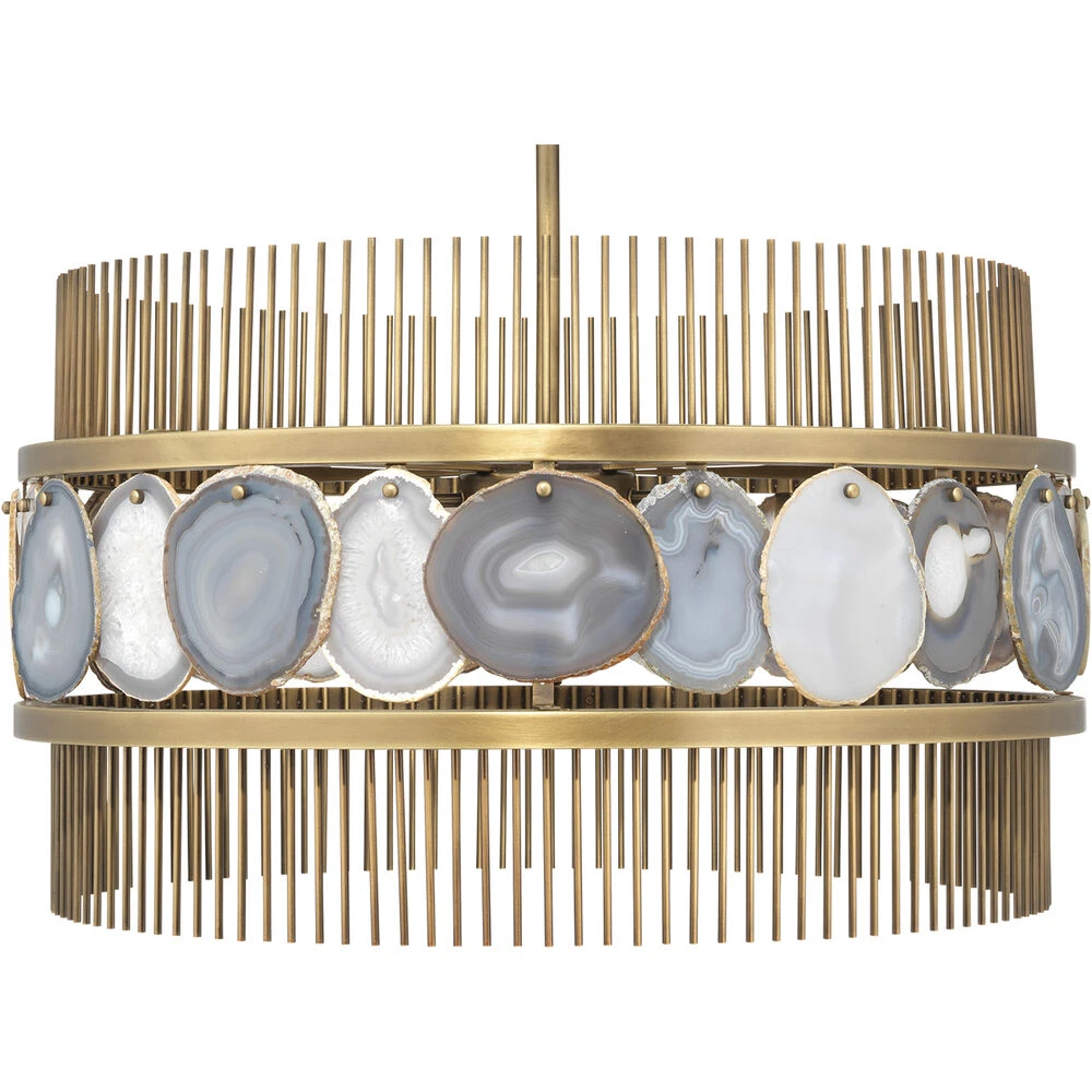 Upsala 8 Light 32 Inch Pale Lavender Agate & Antique Brass Chandelier Ceiling Light