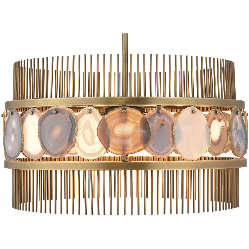 Upsala 8 Light 32 Inch Pale Lavender Agate & Antique Brass Chandelier Ceiling Light - Image 2