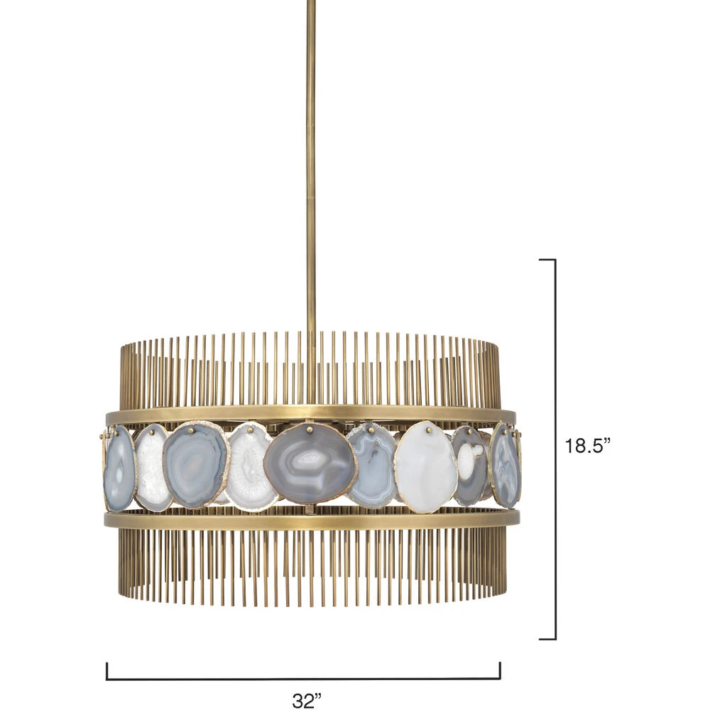 Upsala 8 Light 32 Inch Pale Lavender Agate & Antique Brass Chandelier Ceiling Light - Image 5