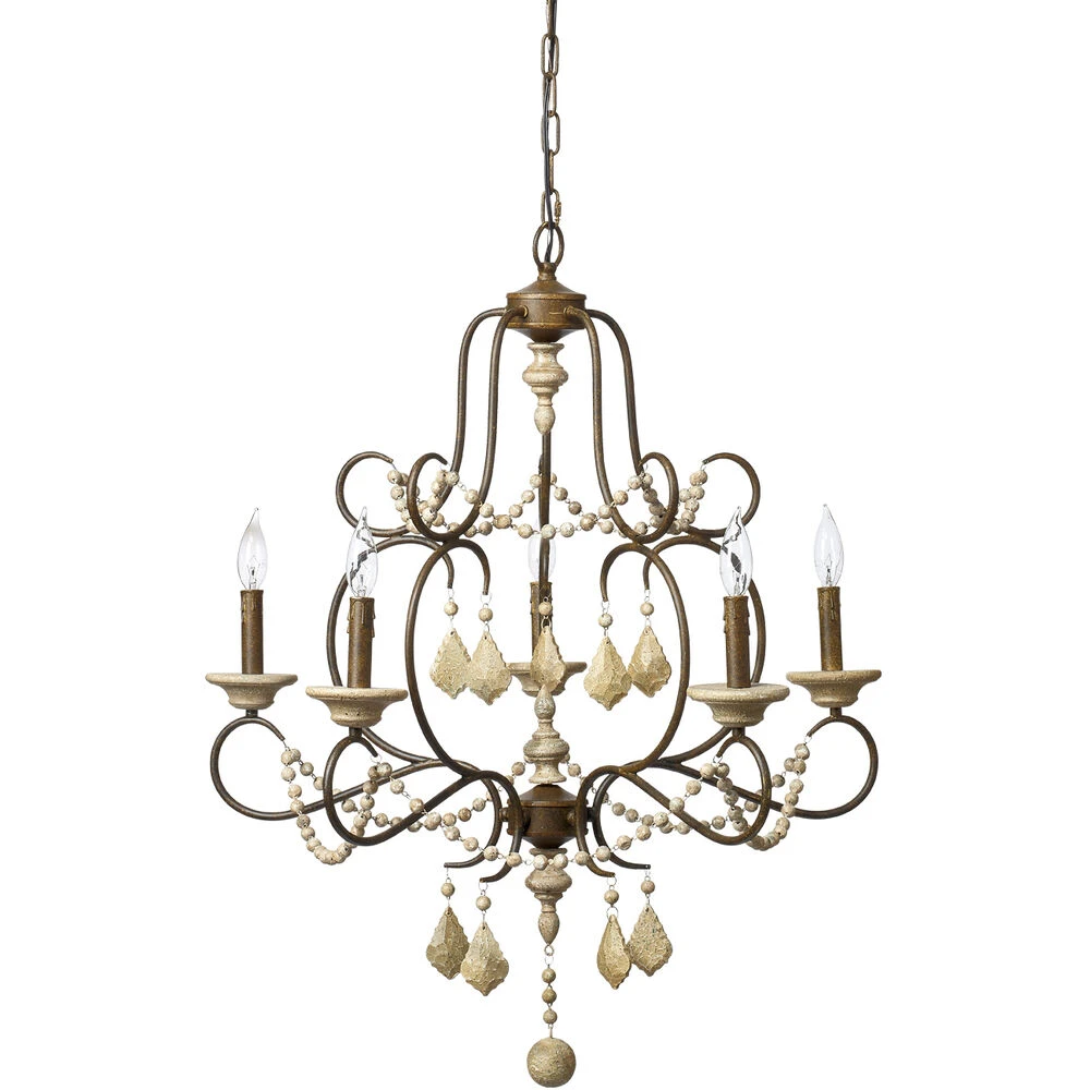 Yellowstone 5 Light 29 Inch Rust And Natural Chandelier Ceiling Light