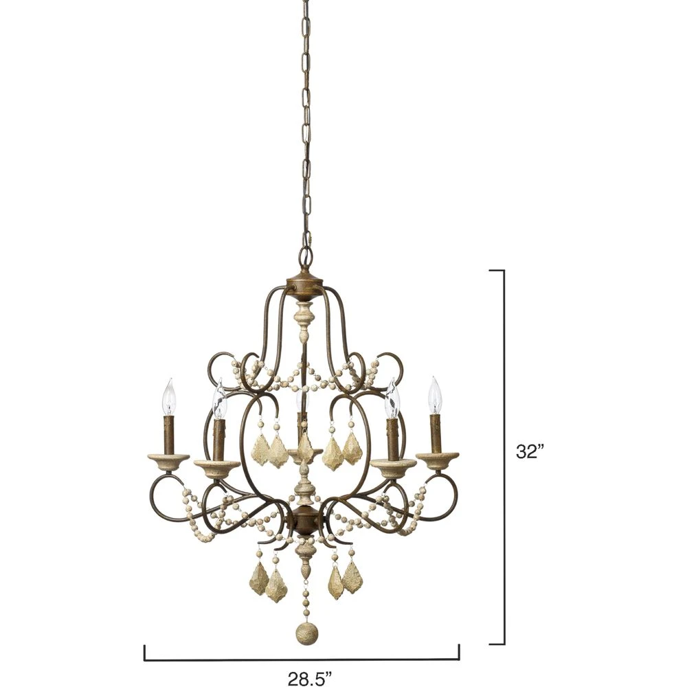 Yellowstone 5 Light 29 Inch Rust And Natural Chandelier Ceiling Light - Image 3