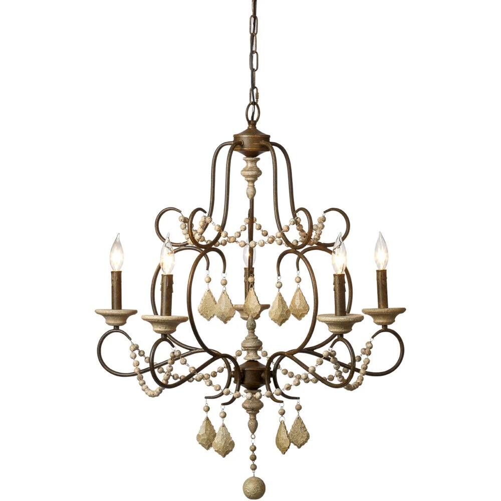 Yellowstone 5 Light 29 Inch Rust And Natural Chandelier Ceiling Light - Image 5