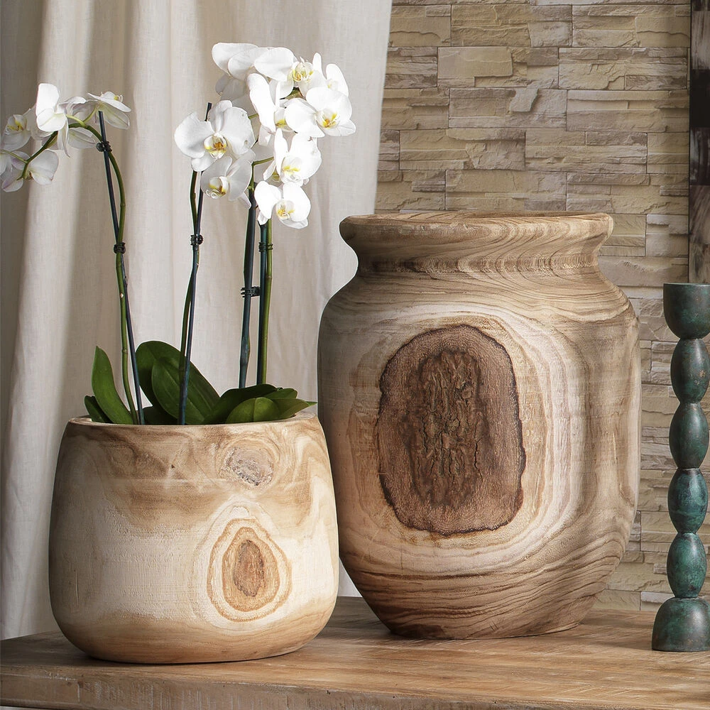 Brea 13.5 X 12 Inch Wooden Vase - Image 12