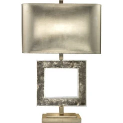 Acropolis 27 Inch 100.00 Watt Grey & Champagne Leaf Table Lamp Portable Light