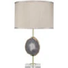 Agate 25.5 Inch 100.00 Watt Natural Lavendar Agate & Antique Brass Table Lamp Portable Light