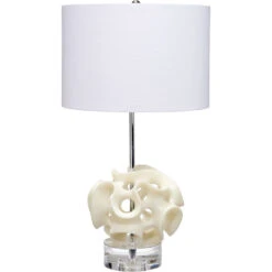 Anya 26 Inch 150.00 Watt White And Clear Table Lamp Portable Light