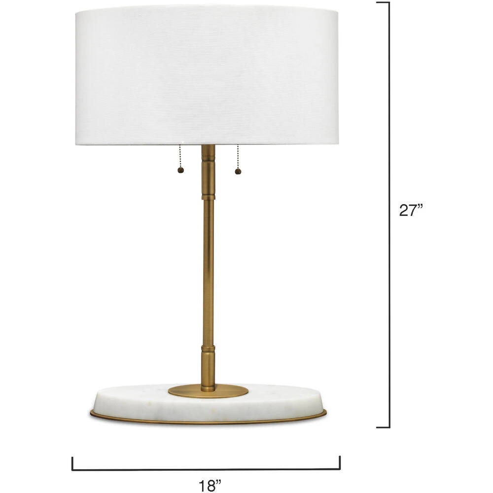 Barcroft 28 Inch 25.00 Watt Antique Brass & White Table Lamp Portable Light - Image 3