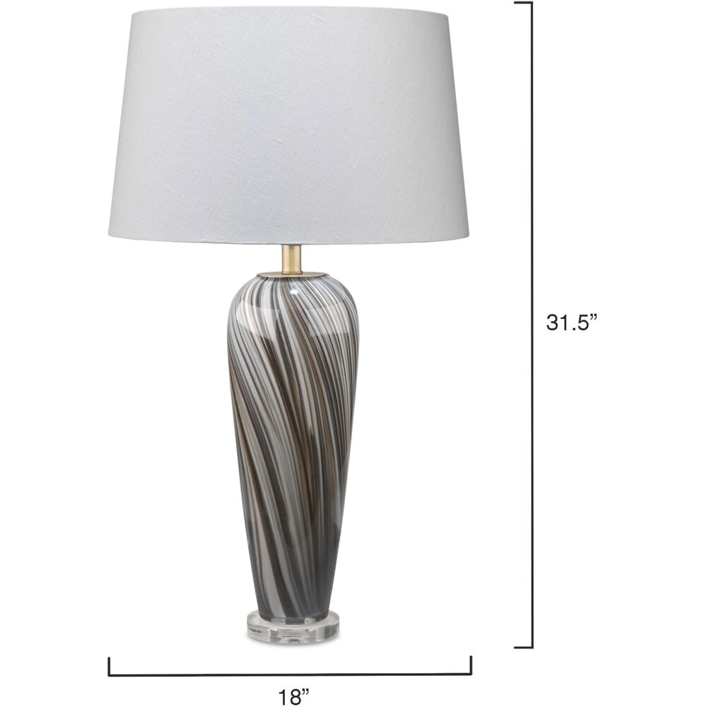 Bridgette 31 Inch 150.00 Watt Grey And Black Swirl Glass Table Lamp Portable Light - Image 3