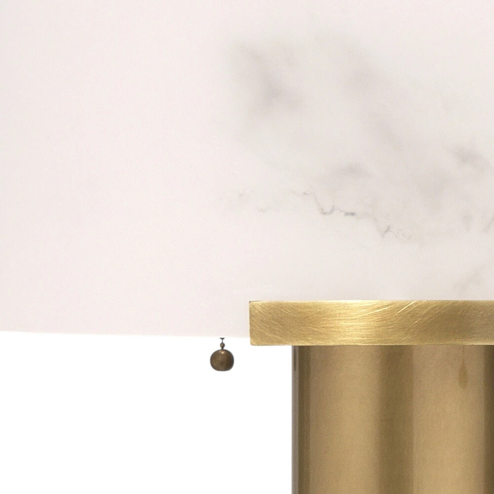 Elancourt 23 Inch 40.00 Watt White & Antique Brass Table Lamp Portable Light - Image 4