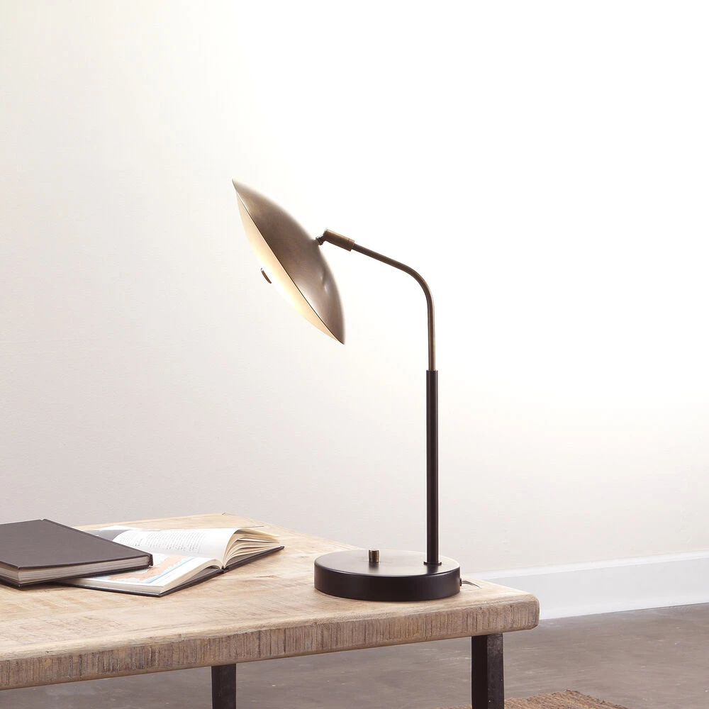 Marvin 20 Inch 7.00 Watt Brushed Brass & Matte Black Desk Lamp Portable Light - Image 3