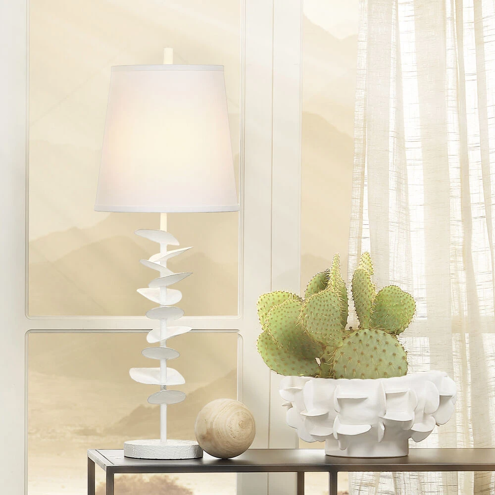 Petals 29.75 Inch 100.00 Watt White Plaster Table Lamp Portable Light - Image 2