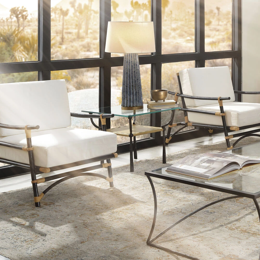 Pleated 32.25 Inch 150.00 Watt Cornflower Blue Table Lamp Portable Light - Image 2