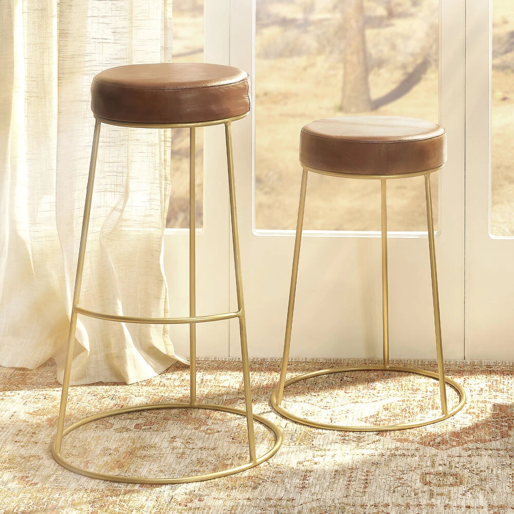 Henry 30 Inch Matte Brown And Brass Bar Stool - Image 2