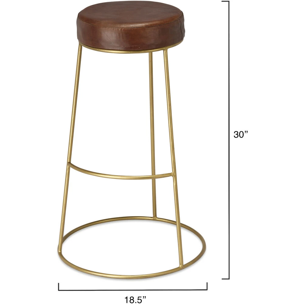 Henry 30 Inch Matte Brown And Brass Bar Stool - Image 3