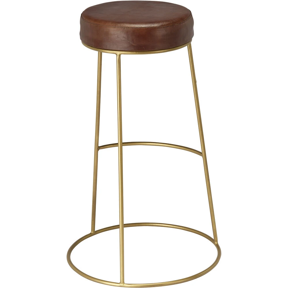 Henry 30 Inch Matte Brown And Brass Bar Stool - Image 6