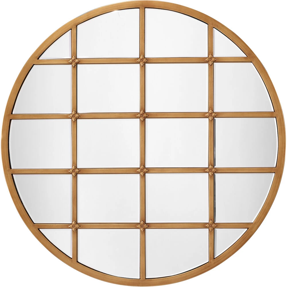 Grid 36 X 36 Inch Antique Brass Grid Mirror