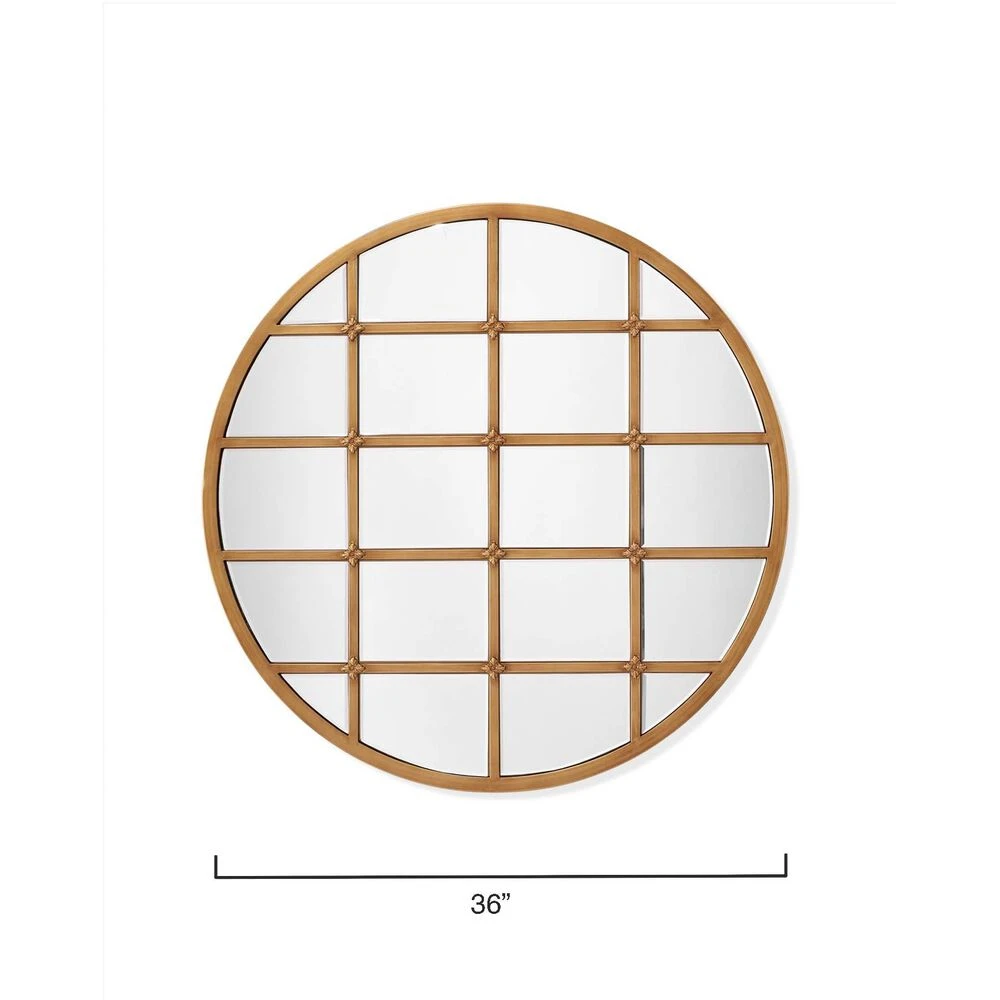 Grid 36 X 36 Inch Antique Brass Grid Mirror - Image 3